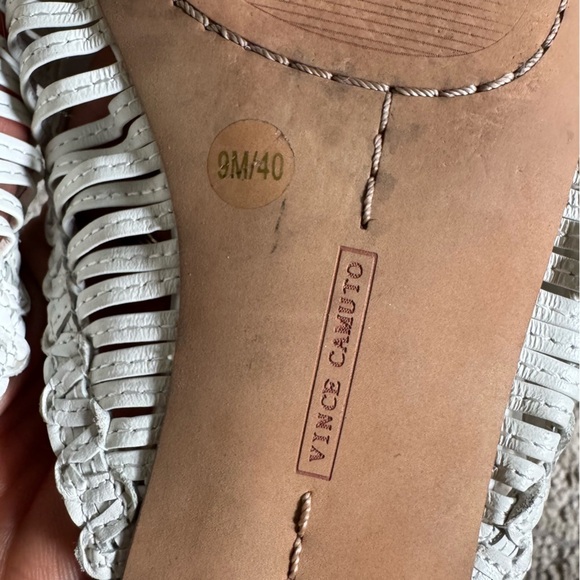 Vince Camuto Manindie White leather Pointed Toe woven Flats slip on Mules 9 - Picture 4 of 10